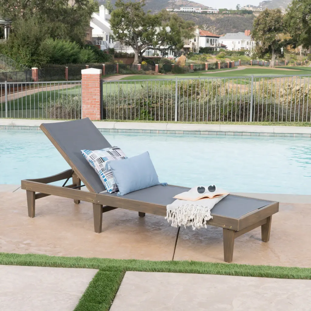Summerland Chaise Lounge Dark Grey Mesh Outdoor Furniture