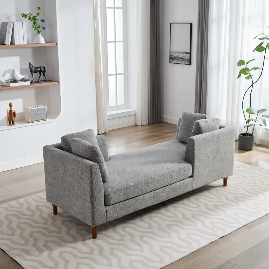 77.95 Inch Wide Modern Double Sided Upholstered Chaise Lounge, Chenille Fabric Indoor Chaise w1852
