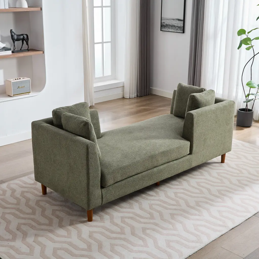 77.95 Inch Wide Modern Double Sided Upholstered Chaise Lounge Indoor Chenille w1852