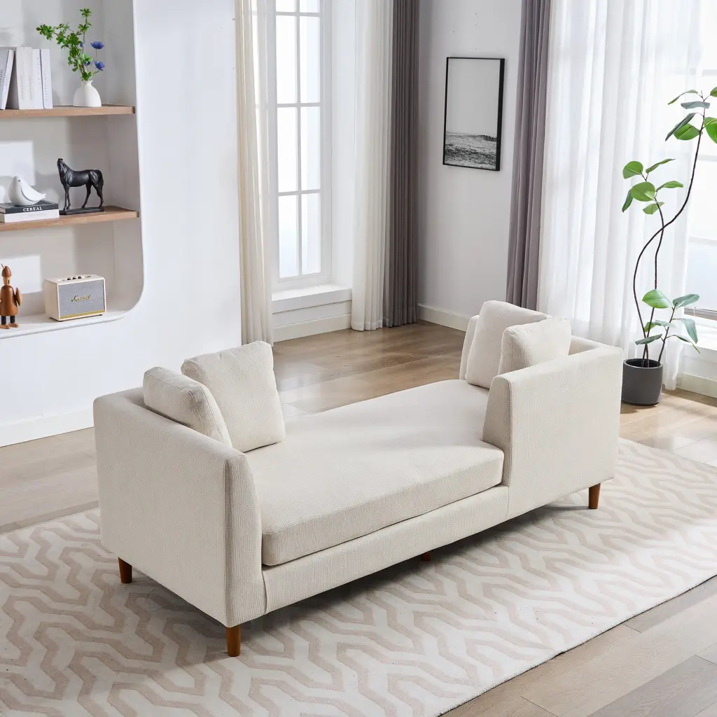 77.95 Wide Modern Double Sided Upholstered Chaise Lounge Indoor Chenille Fabric w1852