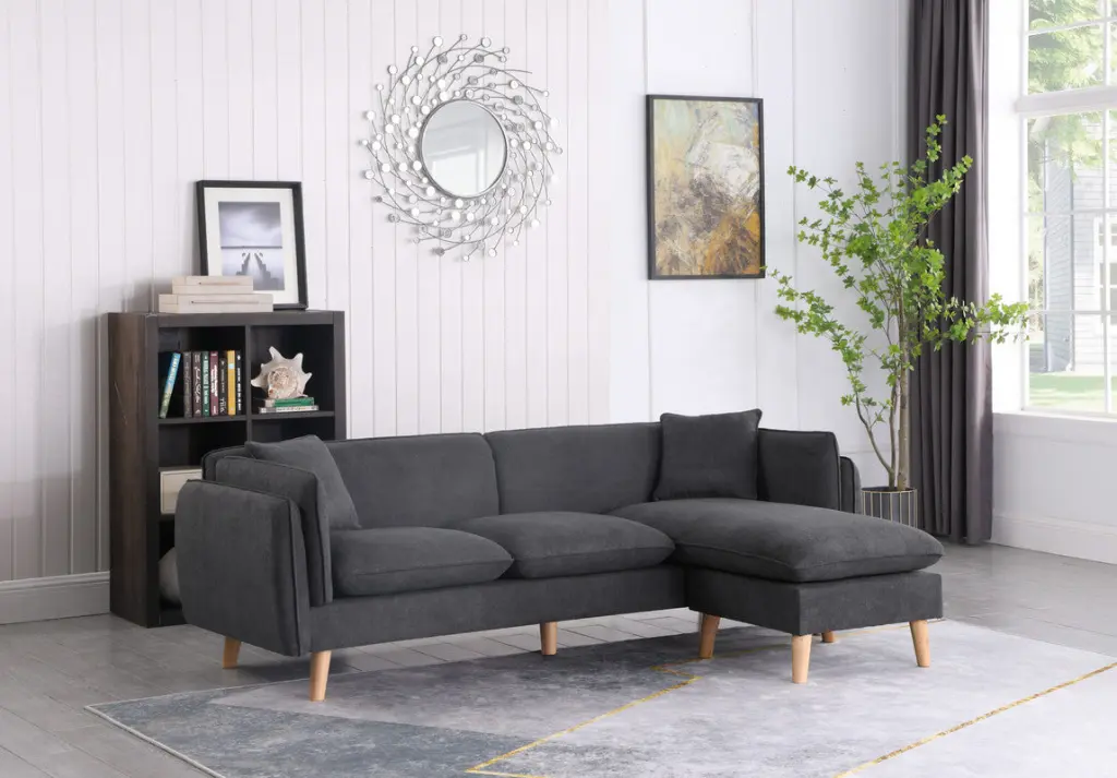 Brayden 86.5 Inch Dark Gray Sectional Sofa Chaise lilola home