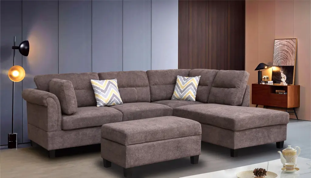 Diego 103.5"W Dark Brown Sectional Sofa Right Facing Chaise lilola home