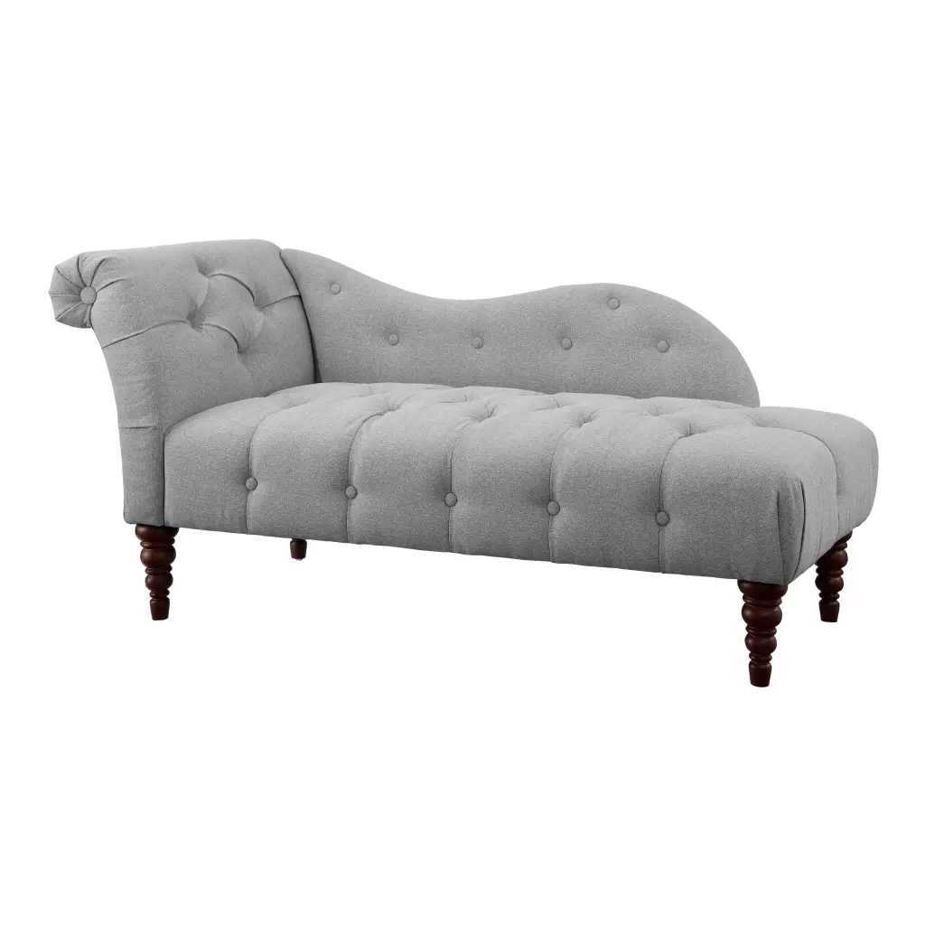 1Pc Modern Traditional Chaise Button Tufted Detail Dove Gray Upholstered kanepe