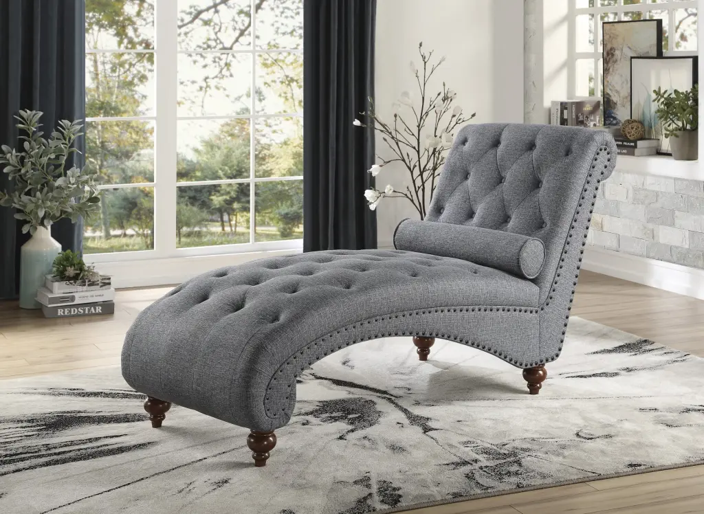 Modern Chic Gray Hue 1Pc Chaise Button Tufted Trim Strengthen Pillow kanepe