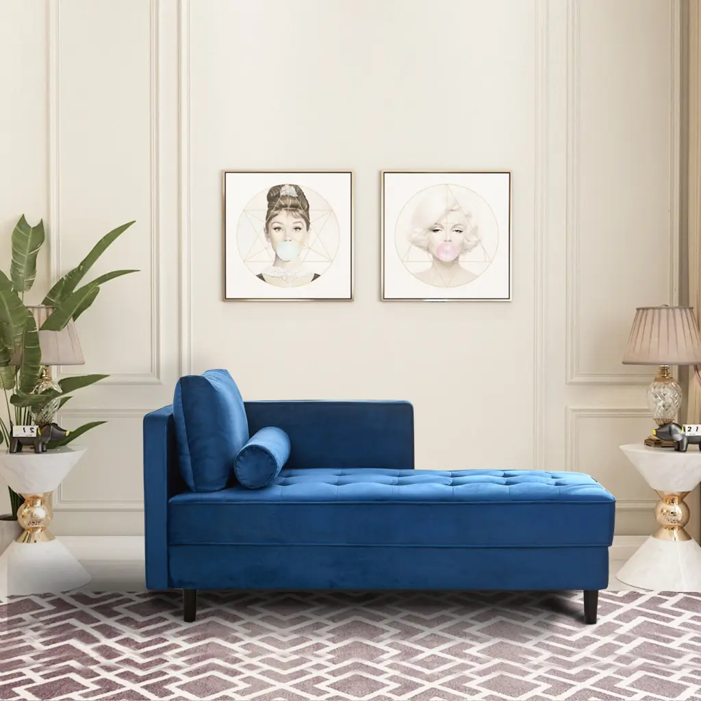 64 Inch Velvet Chaise Mid Century Modern Sleeper Living Room modasi