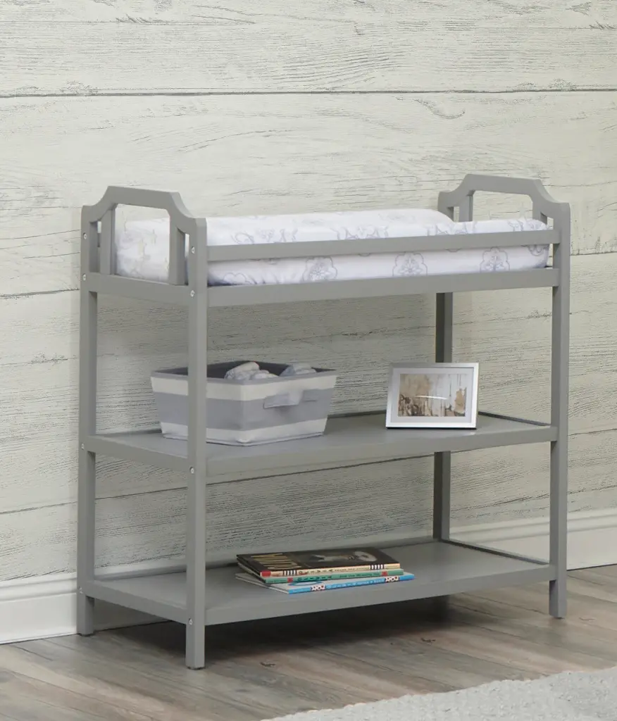 Celeste Changing Table Light Gray Solid Wood Baby Nursery Furniture simple living