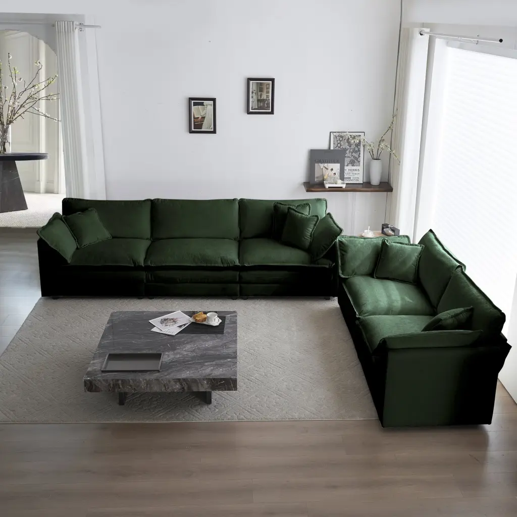 Chenille Sofa Set 2 Couches Including 2 Three-Seater Deep Seat Modern Sofas ui furniture