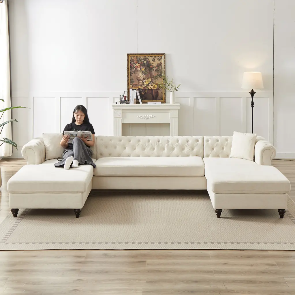 135.5 Inch Modern Chenille 3 Piece Sectional Sofa Pull Point Design fx furniture