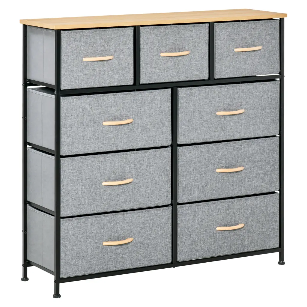 Homcom 9 Drawers Storage Chest Dresser Steel Frame aosom business