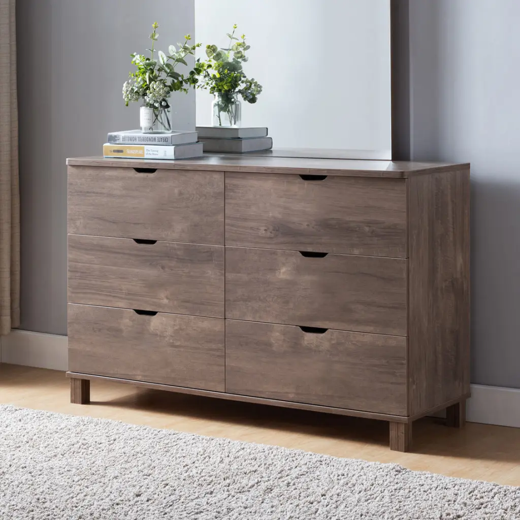 6 Drawer Wide Chest Dresser Home Storage Chest Organizer Cut Out Design id international- inc.