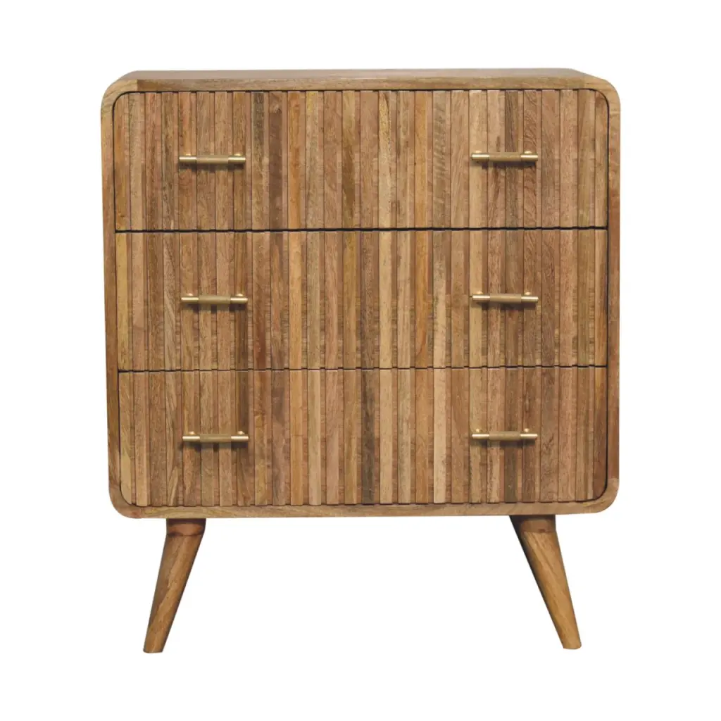 Solid Timber T Bar Ridged Chest 3-4 Drawers Oak Brown Finish artisan furniture