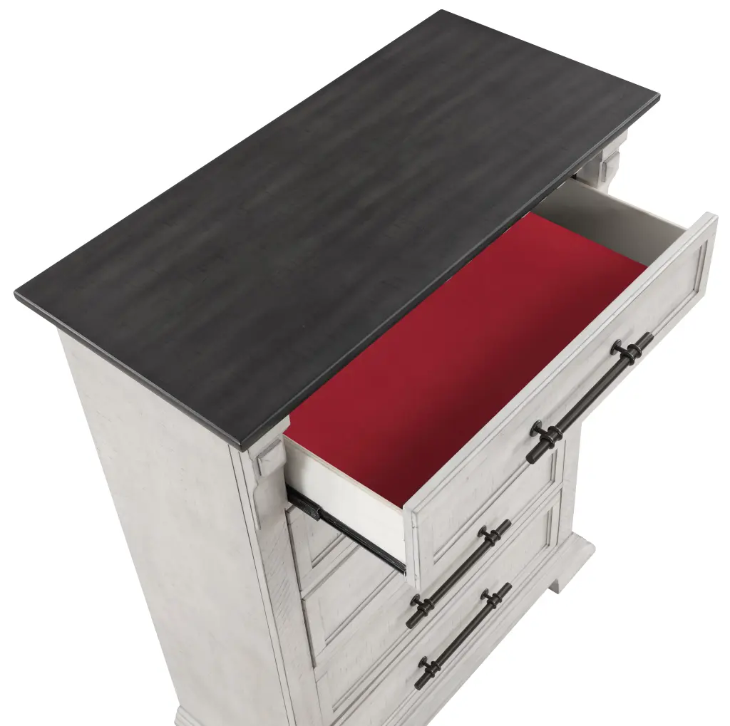 Transitional Style 5 Drawer Chest Antique White Timber Finish galaxy home furnishings