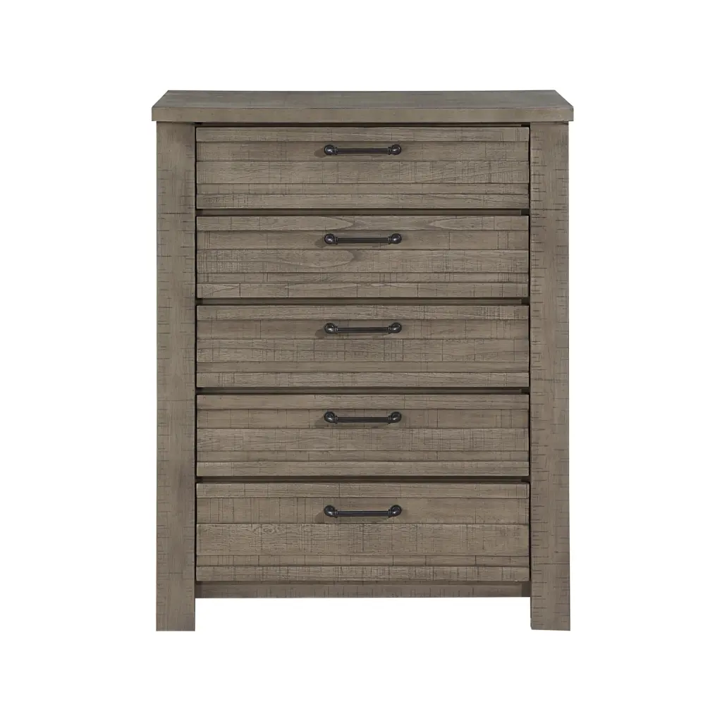 Rustic Gray Finish Chest 5 Drawers Planked Front Bedroom Decor kanepe
