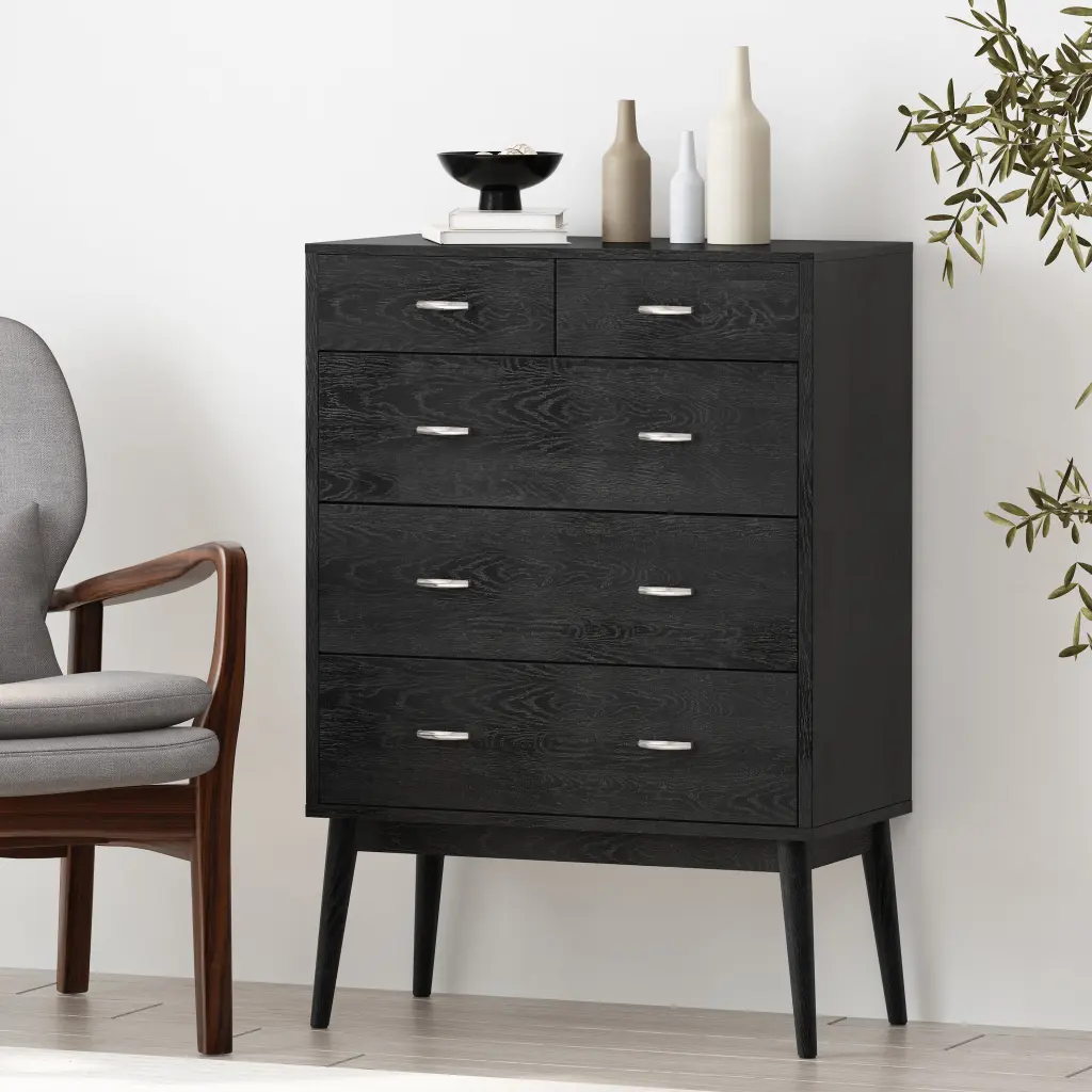 Disa 2 3 Drawer Chest Black Mdf Storage Cabinet nh-sunfay