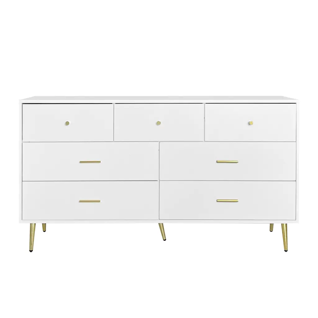 Seven Drawers Large Chest Drawers Cabinet Golden Handles rd wood store