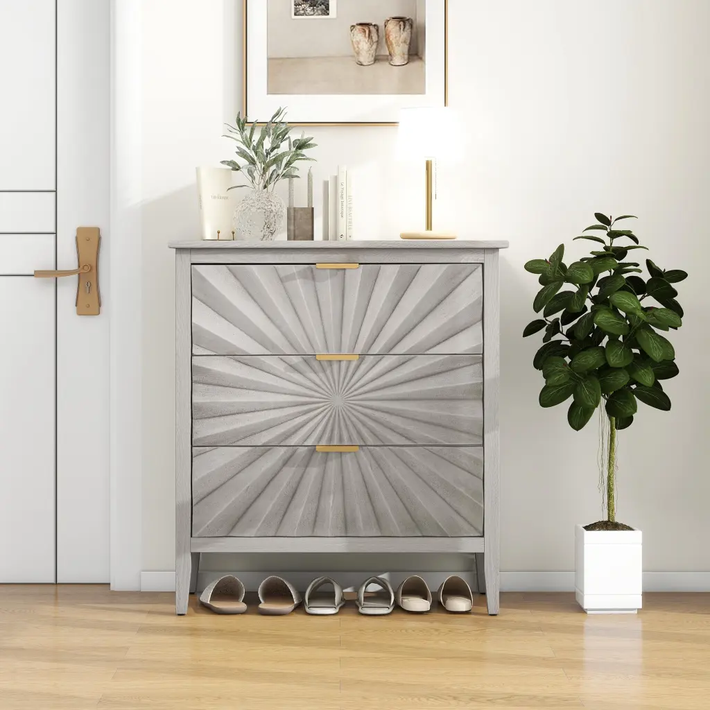 3 Drawer Storage Cabinet Modern Dresser Chest Drawers Bedroom rnb