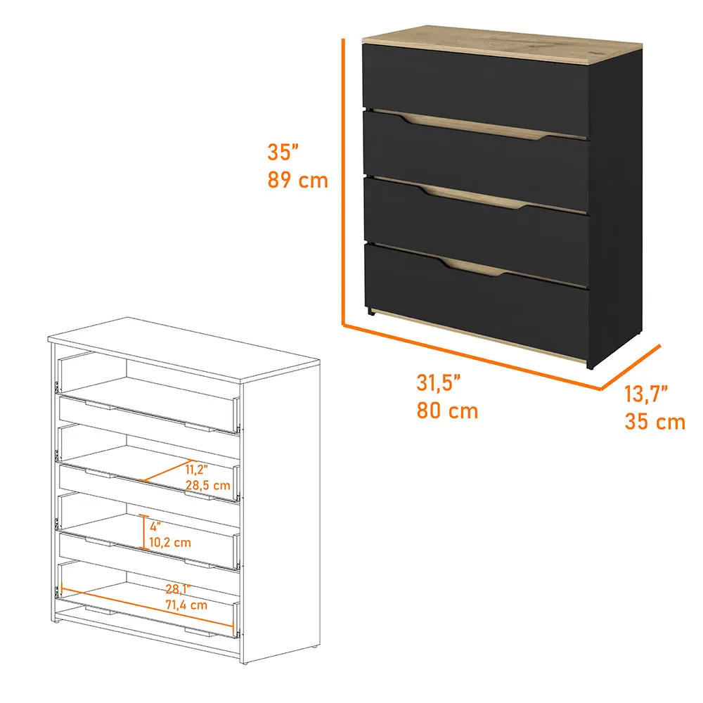 Zoe Dresser High-Quality Top Four Drawers Black Light Oak Multicolor rta mubles colombia