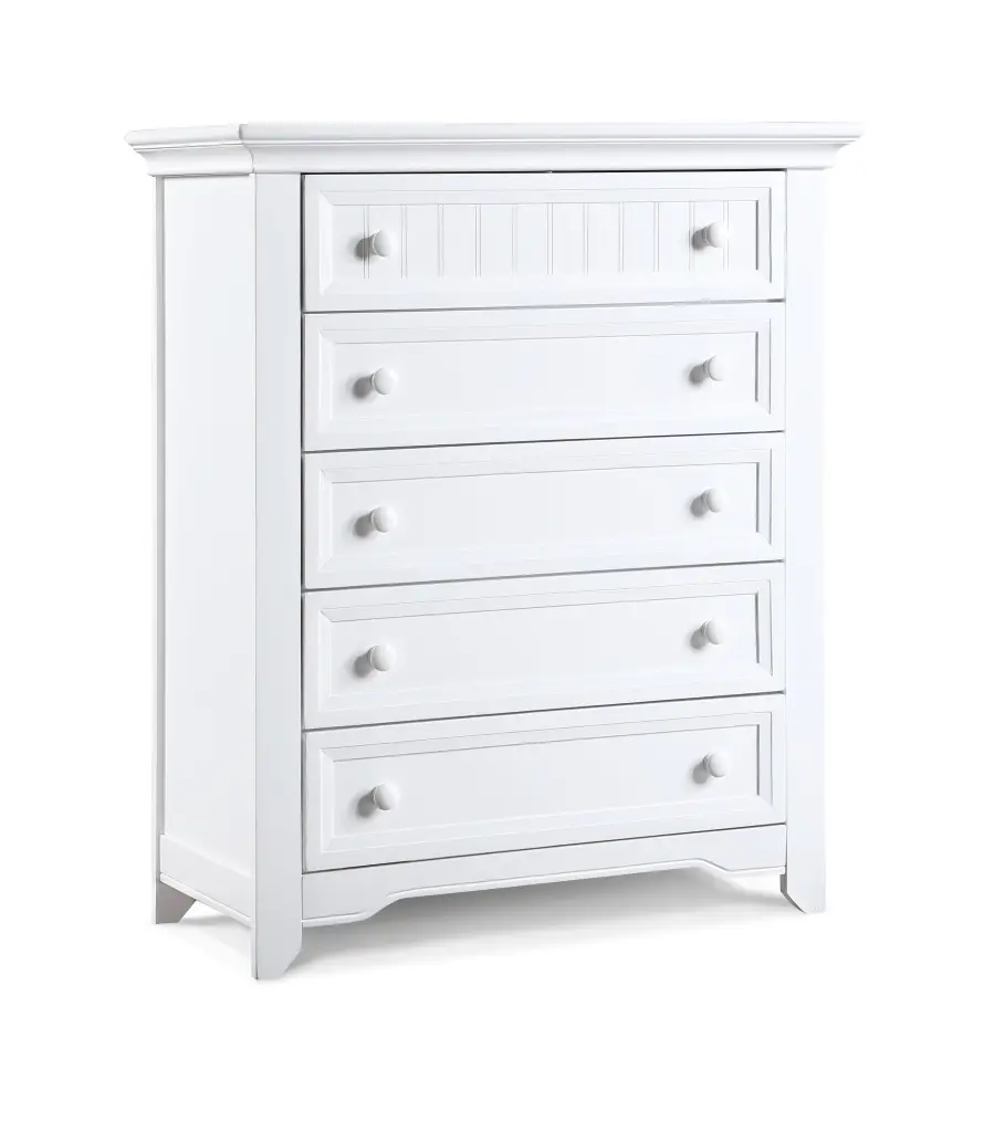 Winchester 5 Drawer Chest White Solid Timber Dresser simple living