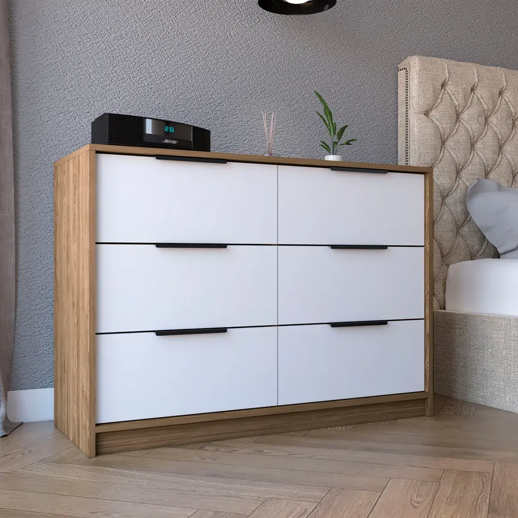 Kaia 4 Drawer Dresser High-quality Pine Wood White Multicolor Bedroom Modern tuhome