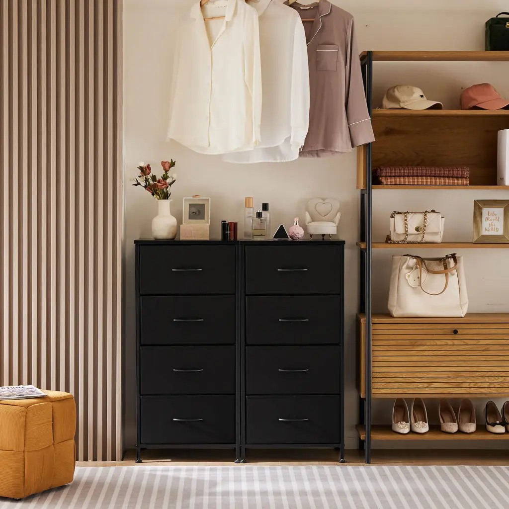 Black Metal Frame and Wood Top 4 Drawer Chest Drawers w2201