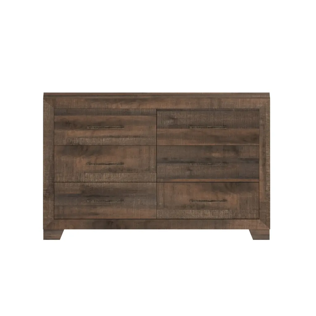 Plinz Brown 6 Drawer Dresser Engineered Wood Bedroom Storage wallace - bay
