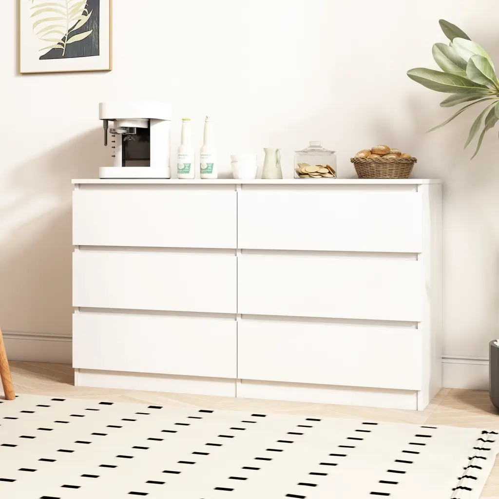 Large 6 Drawer Chest Dresser White 5 Drawer Storage Table zr furniture