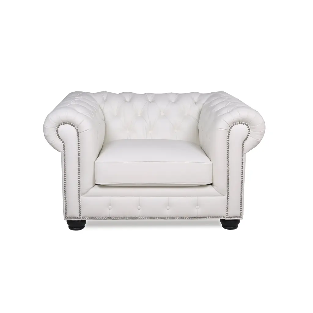 Traditional Tufted Hide Chesterfield Chair White Hide prime leather co.