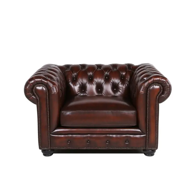 Traditional Tufted Leather Chesterfield Chair Brown Leather Living Room or Office prime leather co.