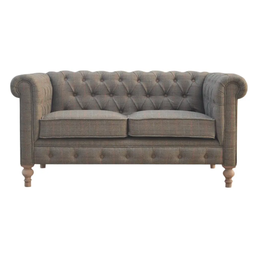 Multi Tweed 2 Seat Chesterfield Sofa Grey Foam Timber Material artisan furniture