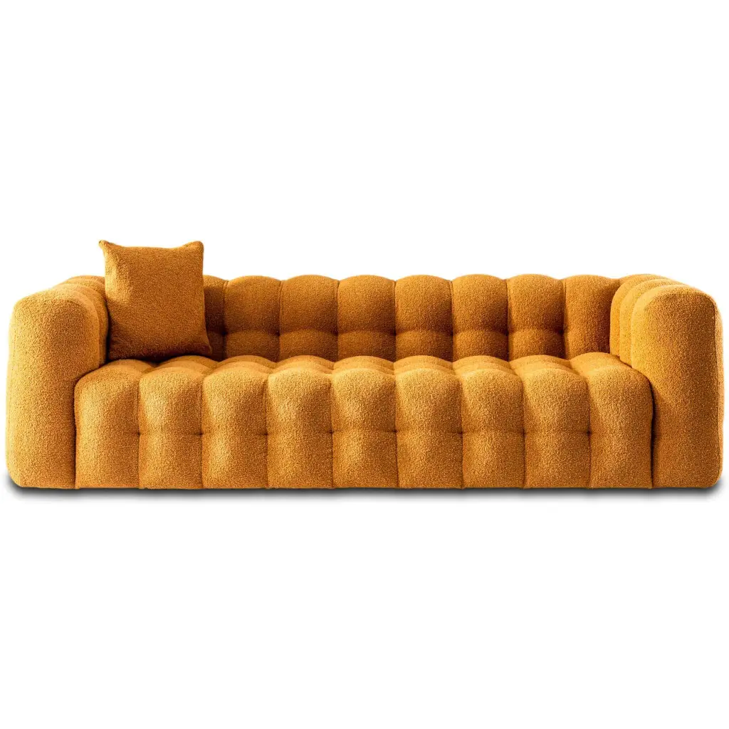 Eden Modern Tufted Chesterfield Sofa Burnt Orange Boucle Fabric ashcroft furniture