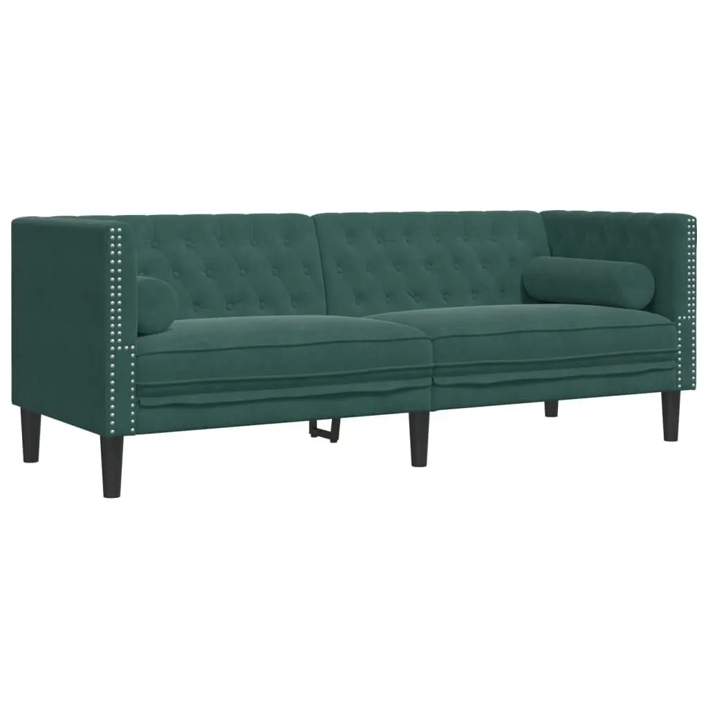 Chesterfield Sofa 3-Seater Dark Green Velvet Strengthened Frame