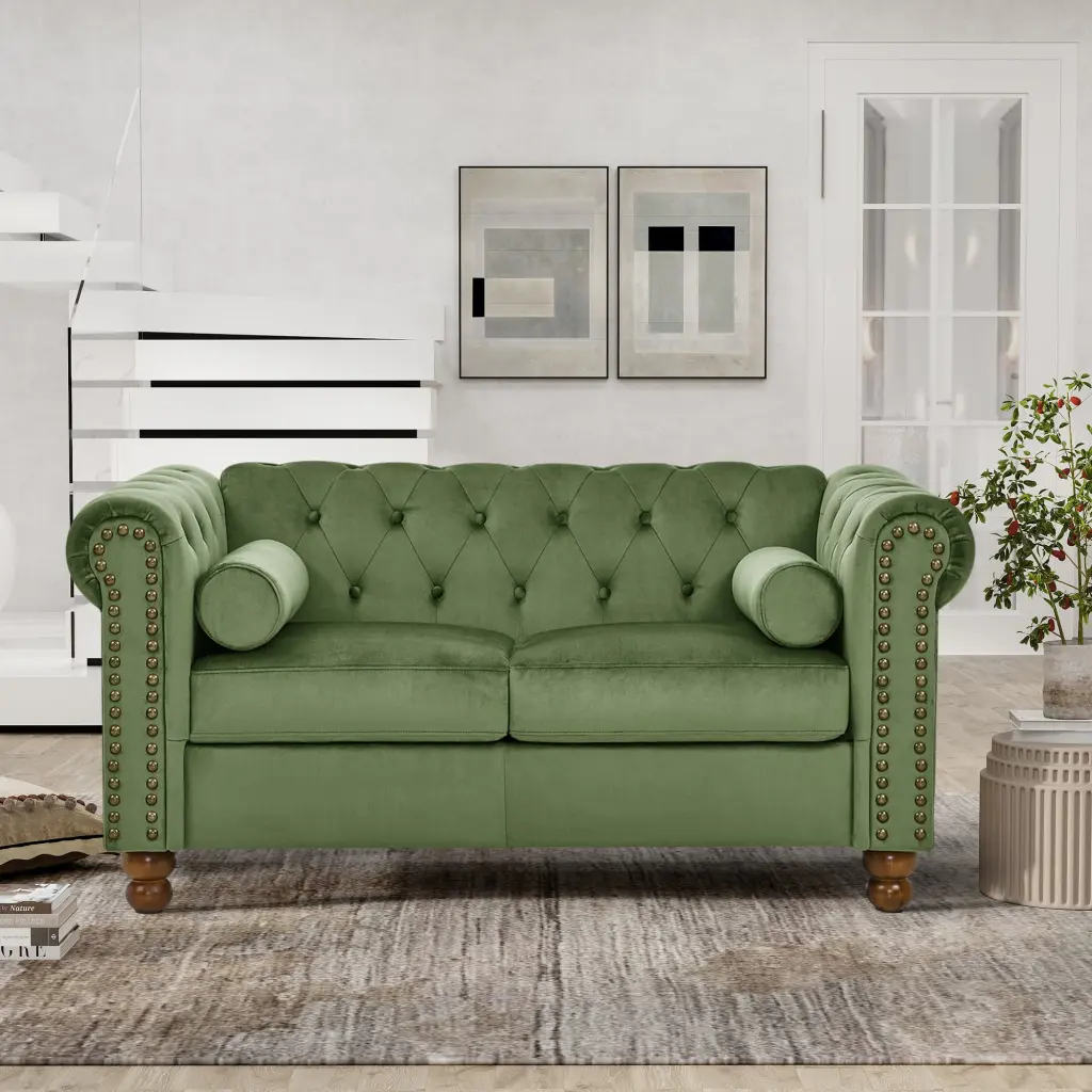 Phoyal Large Velvet Sofa Two Seat Classic Tufted Chesterfield ching hing-furniture