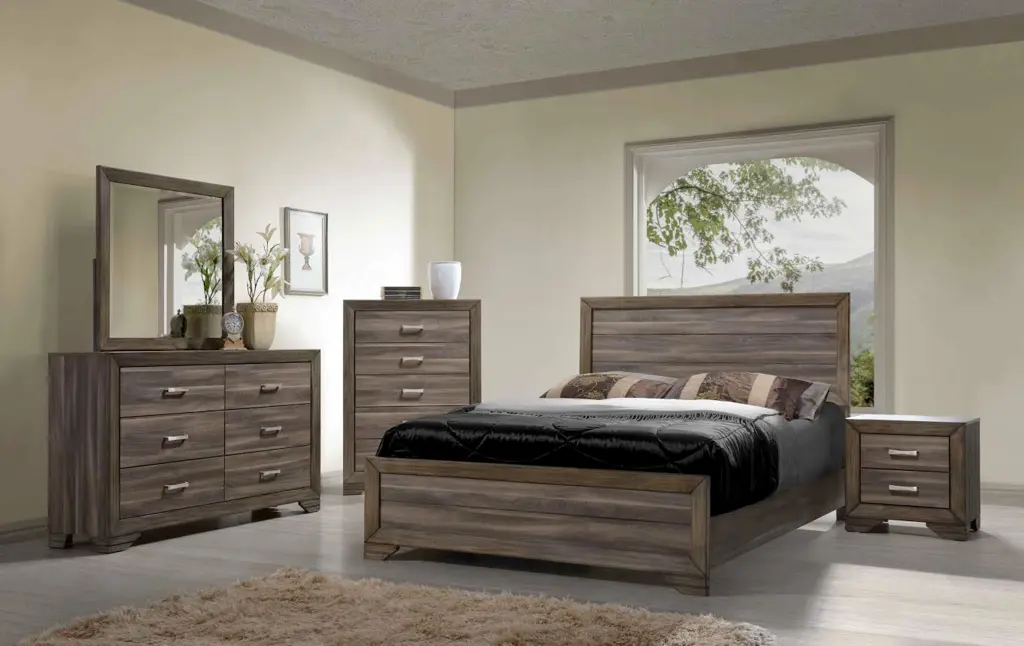 Antique Brown Gray 5 Drawer Chest - Solid Wood and MDF Construction ihomefurnishings