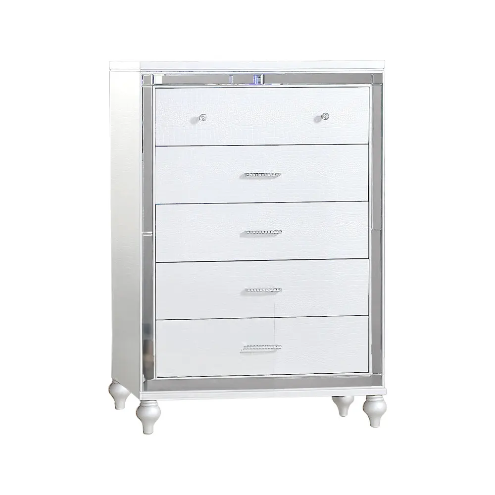 Sterling White Framed Mirror Chest Bedroom Storage galaxy home furnishings