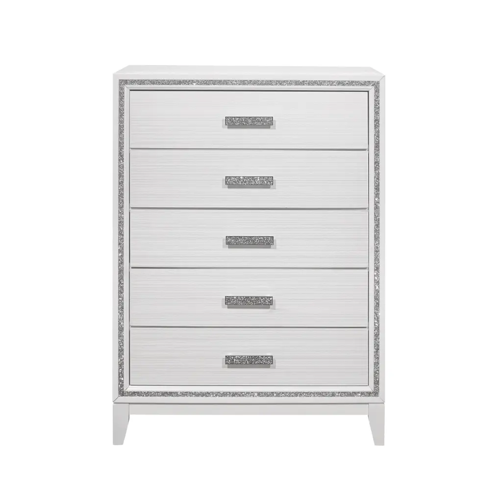 Almera Glitter White Chest White Rubber Wood luxe modern furniture