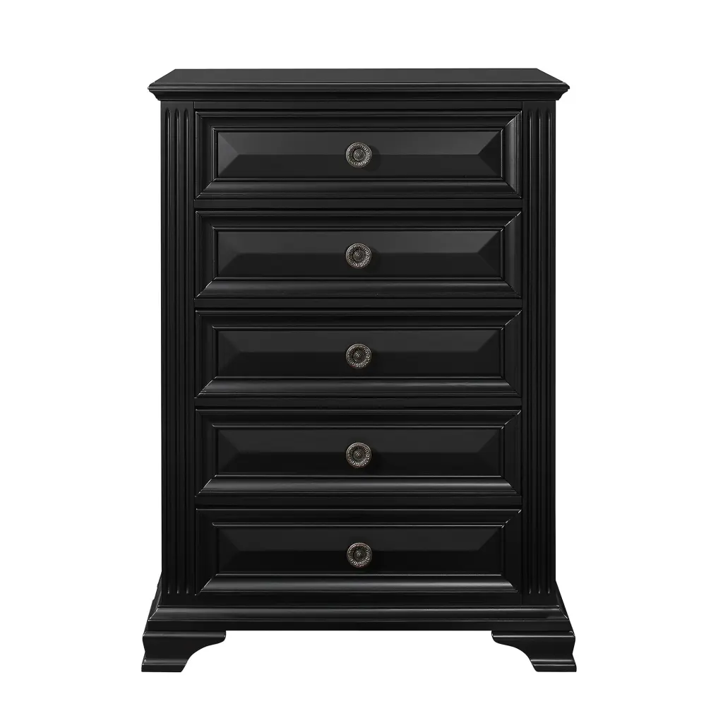 Rex Black Chest Black Solid Timber Mdf 4-Drawer Storage Cabinet luxe modern furniture