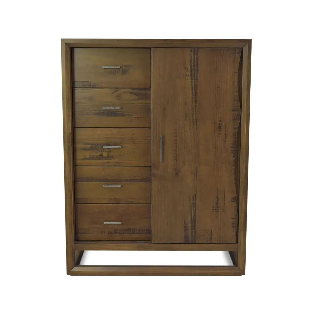 Lofton Gentleman's Chest Dark Brown Timber Wood Bedroom Storage Cabinet steve silver furniture