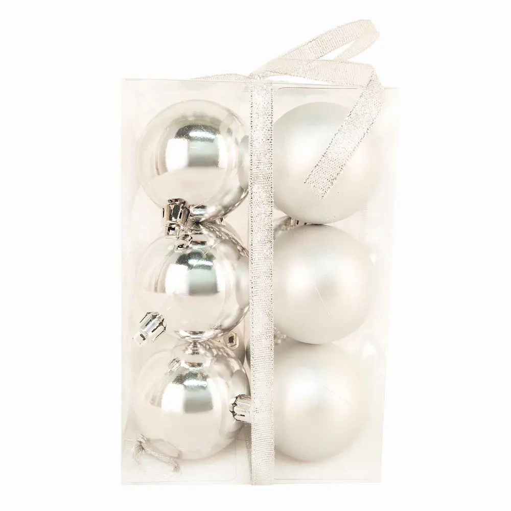 Christmas Balls Set 2.36", Platinum