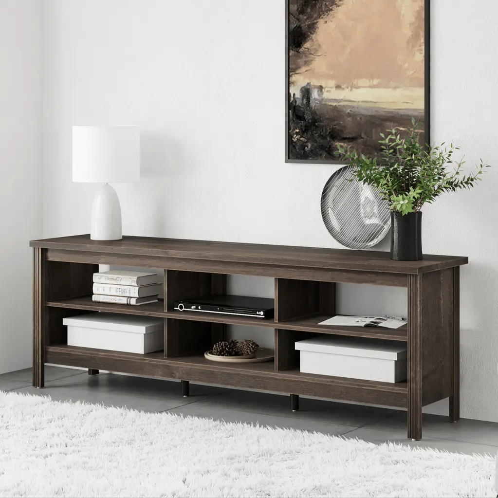 Classic 70 Inch TV Stand 75+ Inch TVs Media Console 6 Cubby FITUEYES