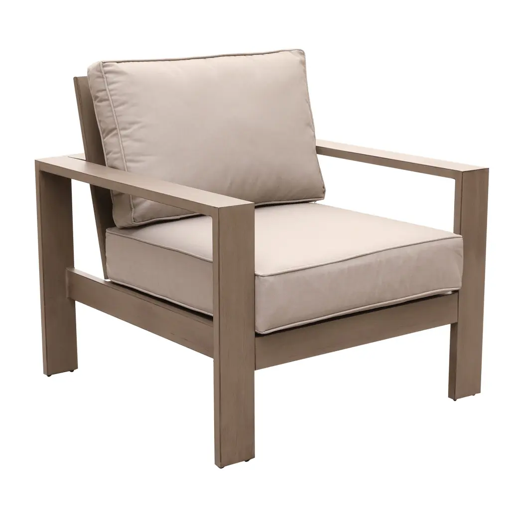 Club Chair Timber Grained Pewter Finish and Light Metal Frame gathercraft