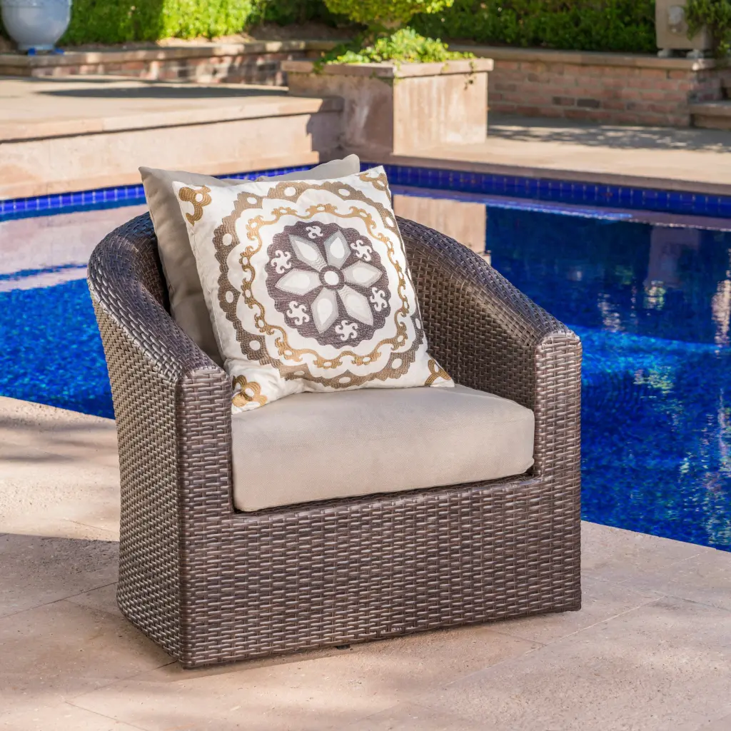 Darius Swivel Club Chair Brown Upholstered Living Room Chair nh-an