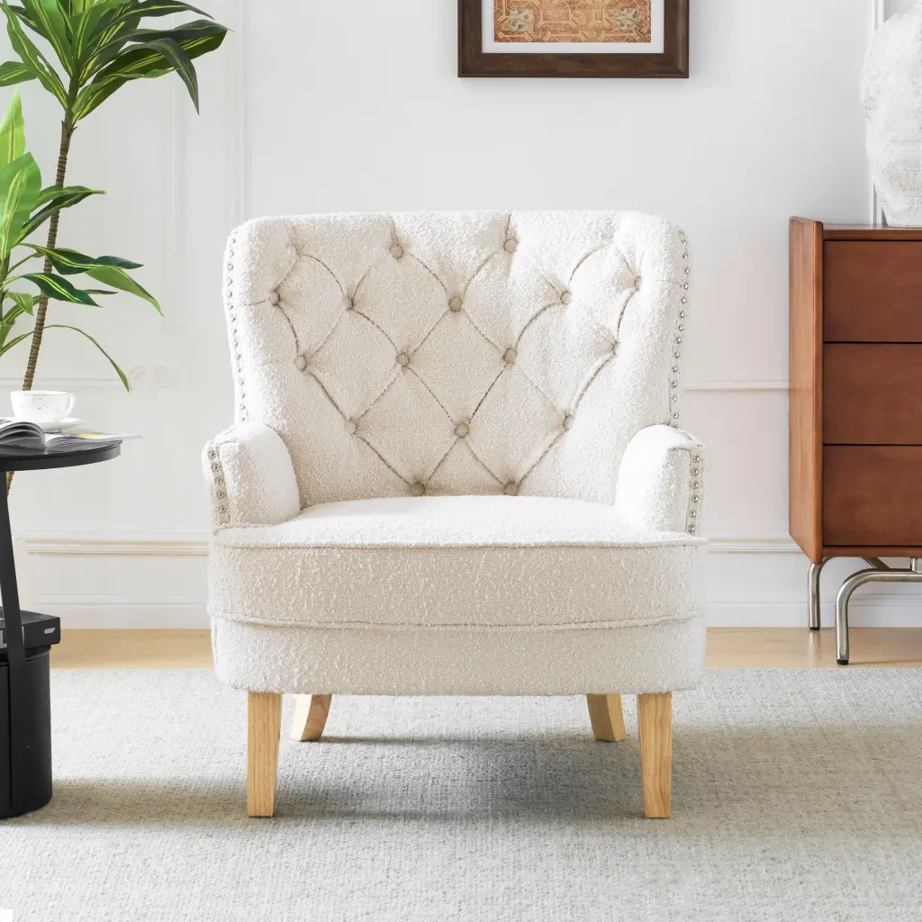 Club Chair Almond Timber Material Single Seater Lounge Chair nh-cloudhouse