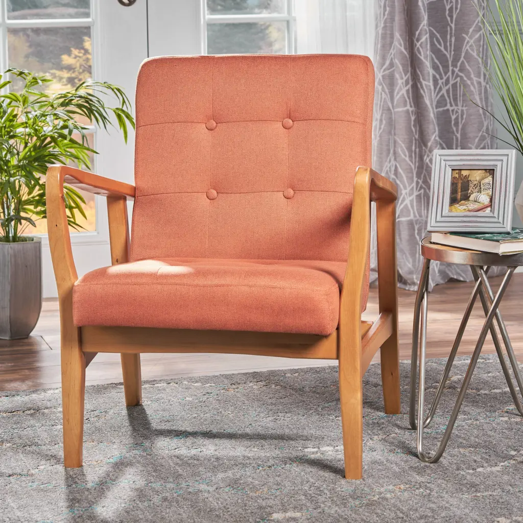 Club Chair Orange Material Modern Accent Chair Living Room or Office nh-cozy home
