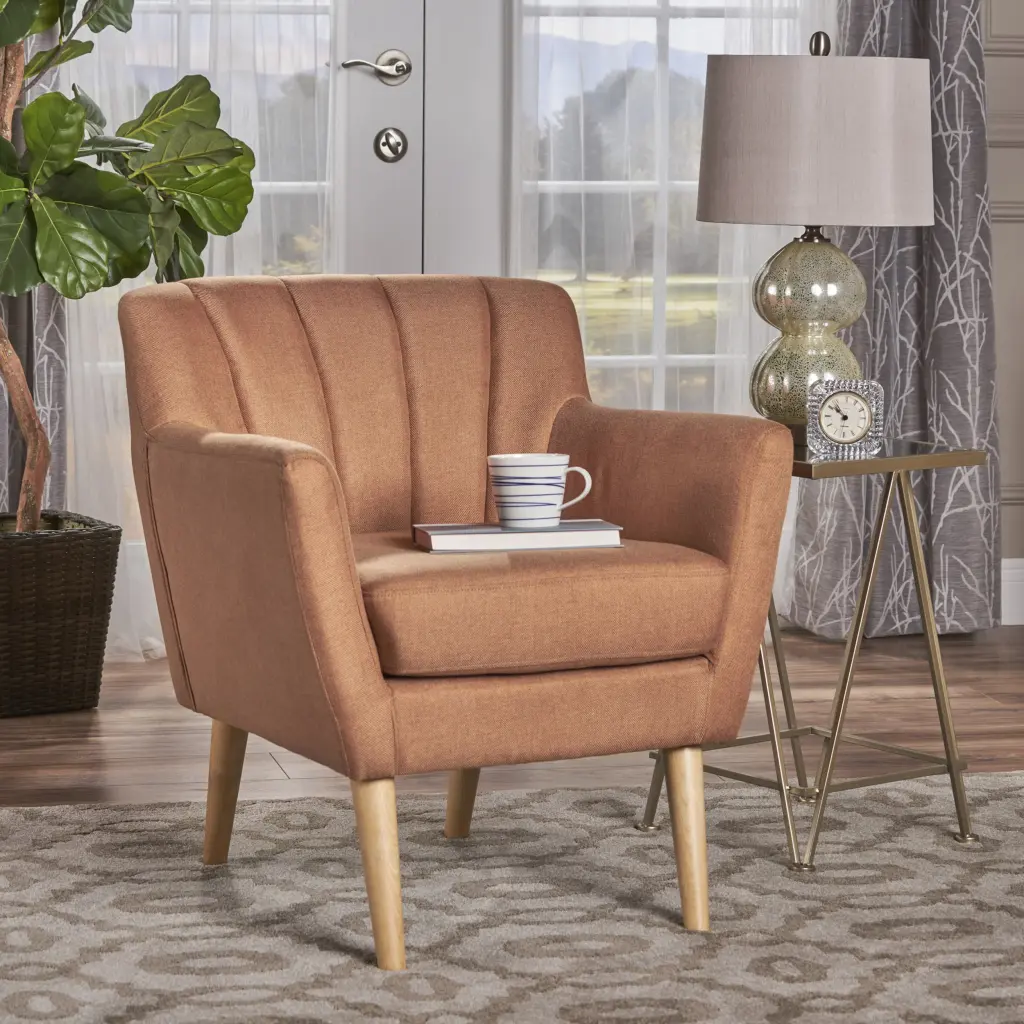 Mid Century Modern Club Chair Orange Natural 27.6D X 28.3W X 3 nh-cozy home