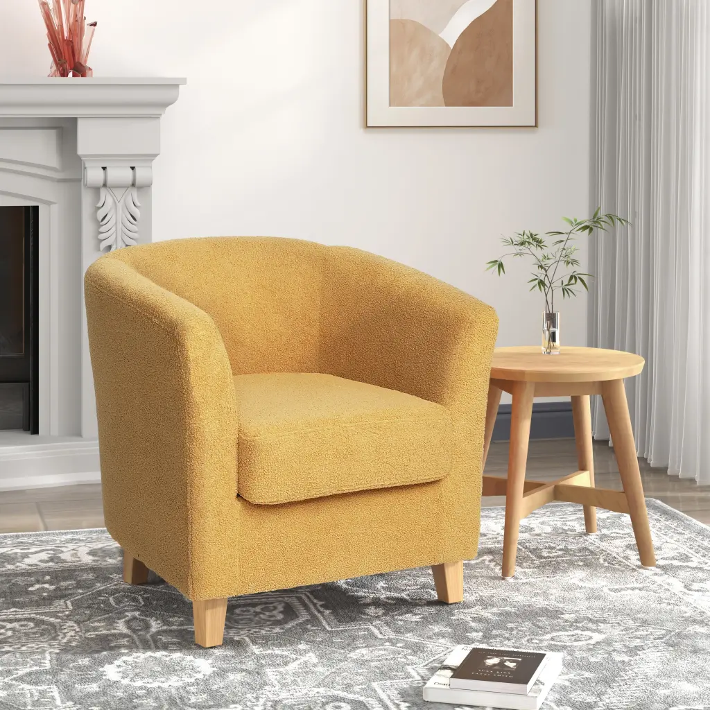 Cortina Material Club Chair Mustard Yellow Primary Living Space nh-home living