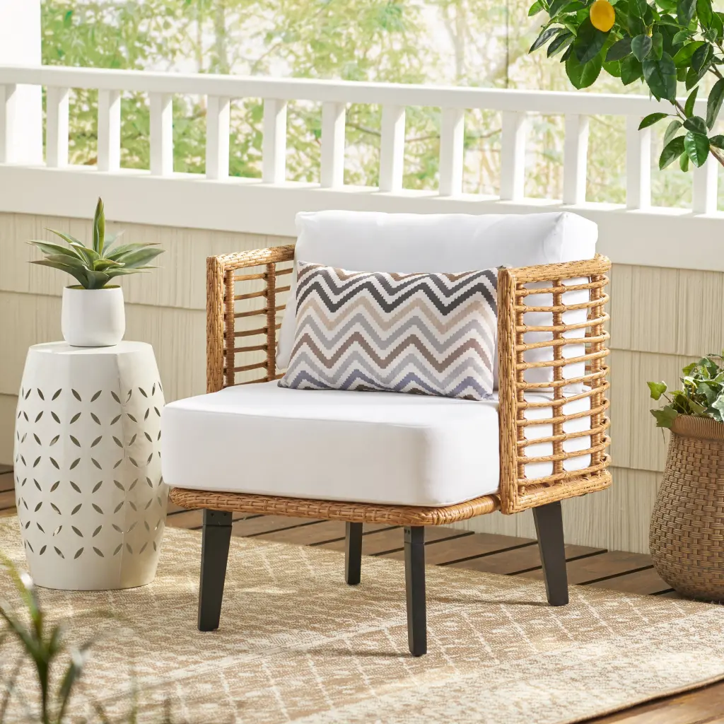 Nic Club Chair Brown PE Rattan Iron Frame Waterproof Fabric nh-ihave