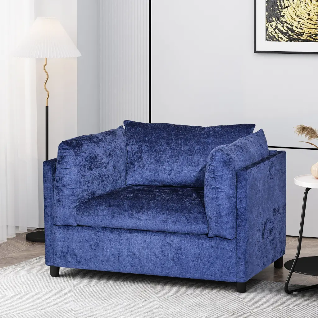 Navy Blue Fabric Club Chair Living Room or Office nh-perfect home