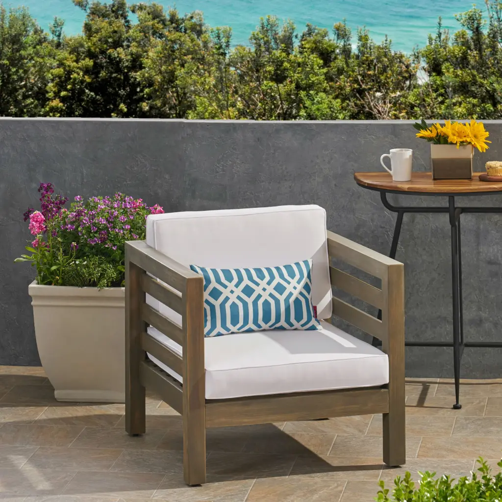 Oana Club Chair Grey and White Wood Material nh-perfect home
