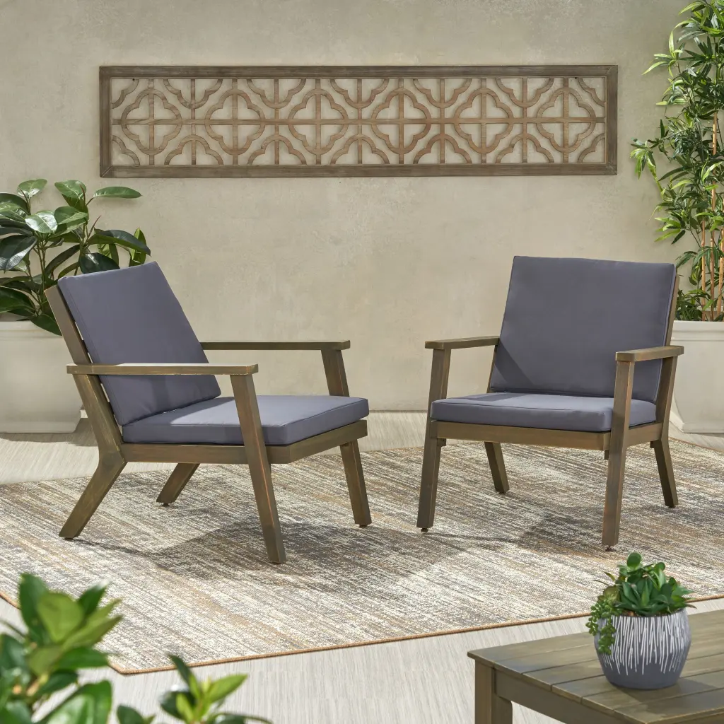 Temecula Club Chair Dark Grey Acacia Wood Frame nh-sunfay