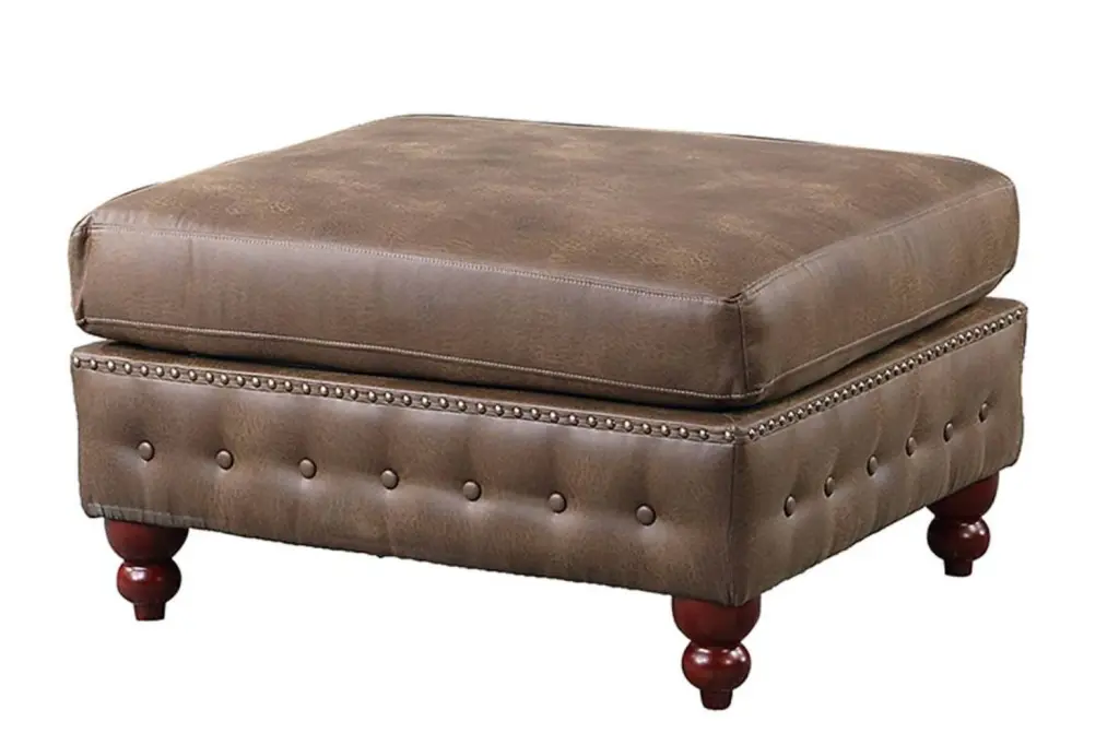 Cocktail Ottoman Dark Coffee Tufted Design and Wooden Legs kanepe